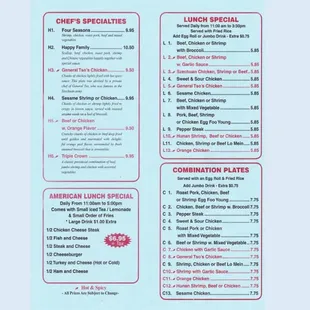 Menu back page
