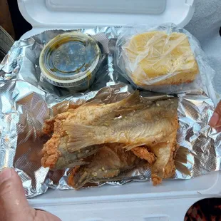 Spot dinner with collard greens, corn bread