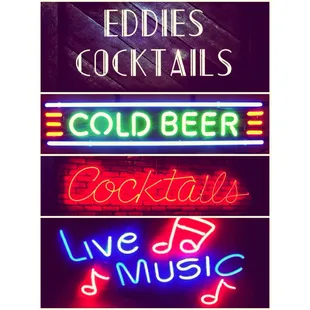 the neon signs of eddie&apos;s cocktails