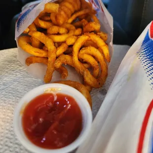 french fries and ketchup