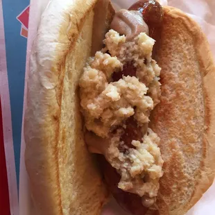 real Slovenian sausage with horseradish $5.90. Excellent!!  Cash only if u didn't know already