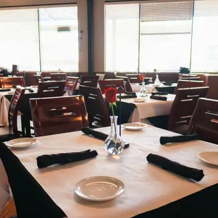 Alternate view of tables set on floor