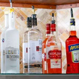 View of liquor bottles