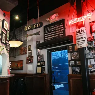General view of decor, leading to restroom hallway
