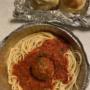 Spaghetti and meatballs (kids size)