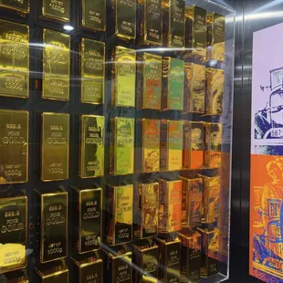 Elevator wall of gold bars