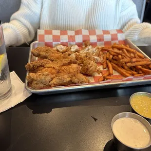 Chicken Finger Basket with sweet potato fries