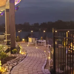 a view of the lake at night