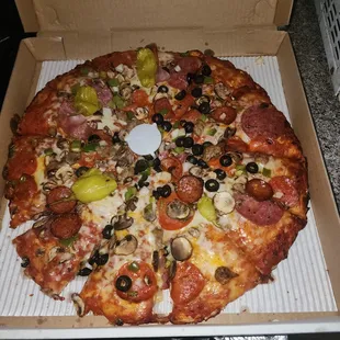 Combination, skimping on toppings for sure. Two large. 1 specialty and 1 one topping.  $50+ smh