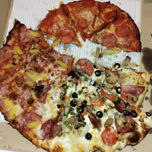 Family pizza with a medium size pizza.