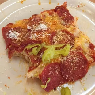 Slice of Pepperoni Big Ed with peppercinis! Yum!