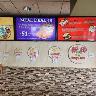 menus on the wall
