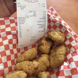 The 12 piece boneless chicken wings