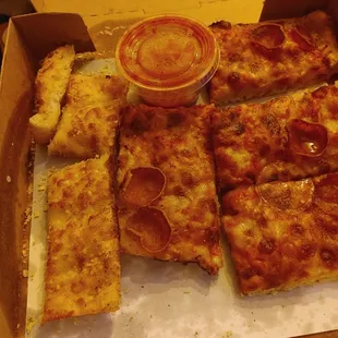 Cheese sticks and pizza dry with no cheese