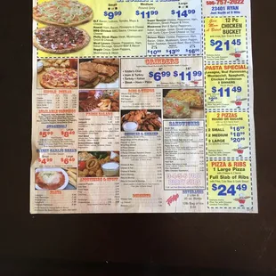 a menu for a restaurant