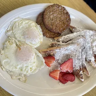 French Toast Sausage Breakfast. Best tasking French toast we've had in a long time. The sausage patties we're bigger than other places.