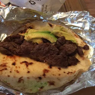 Beef fajita with avocado!!! Awesome huge tacos