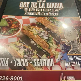 tacos, menu