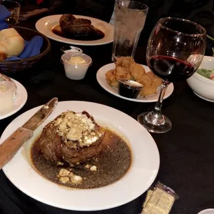 12oz filet mignon with blue cheese crumbles, medium