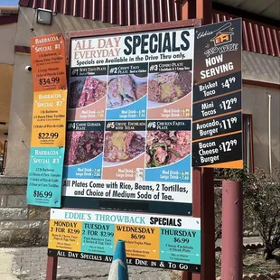 Drive through menu specials
