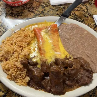Carne Guisada and enchiladas