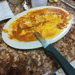 Tamal with cheese and gravy.