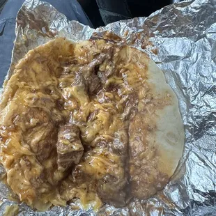 Carne Guesada with cheese