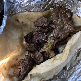 Fajitas taco on flour tortilla