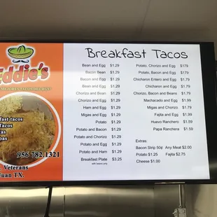 Breakfast menu