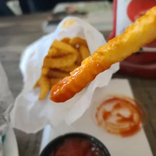 Fries and ketchup