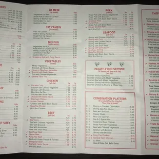 The menu