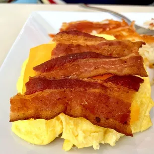 Scrambled eggs and bacon