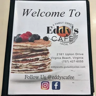 This is the cover page of the menu.  Photo taken September 18, 2022.