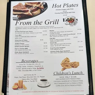 This is the fourth (back) page of the menu.  Photo taken September 18, 2022.