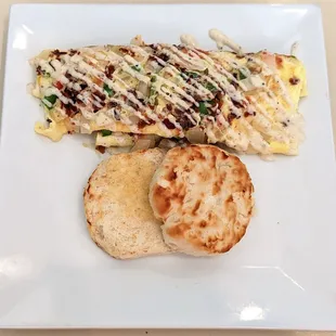 This is The Eddy&apos;s Omelet (no hash browns or grits for me).  Photo taken September 18, 2022.