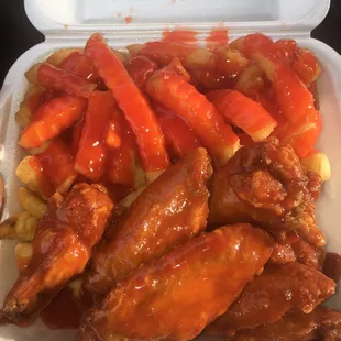 chicken wings and carrots