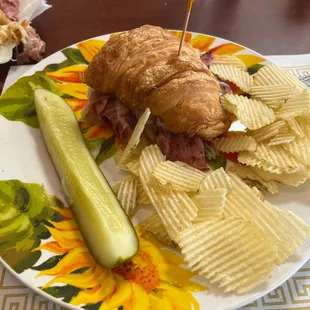 baked ham sandwich on a croissant