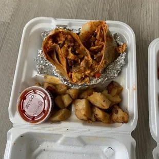Steak Burritos (comes with potatoes - yay!!)