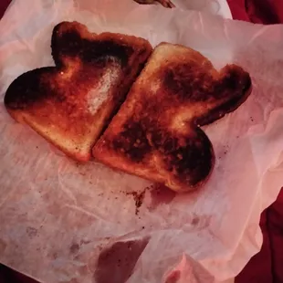 What in this photo is a picture of our toast front and back thanks Eddie&apos;s for the wonderful breakfast this morning.