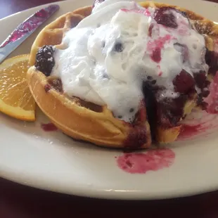Berry compote waffles