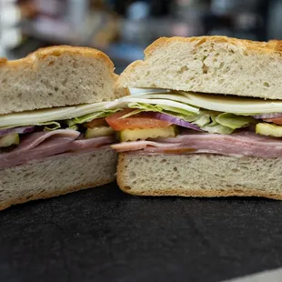 a sandwich cut in half