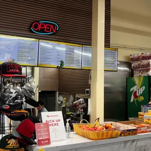 the counter and menus