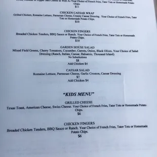 menu