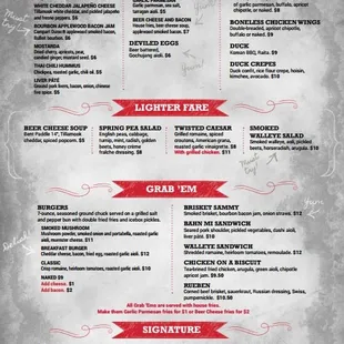 the menu