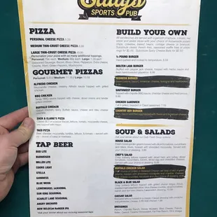 Page 1 of menu.
