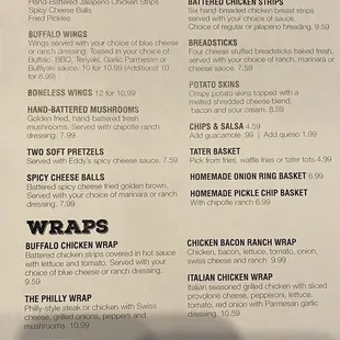 Appetizers, Wraps, sides, and drinks