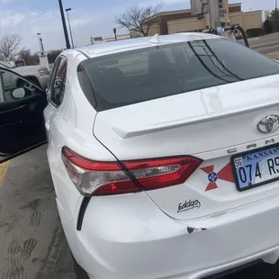 Paint damage after the bumper was put on again. (It still comes loose till this day because the tabs are ruined on the drivers side)