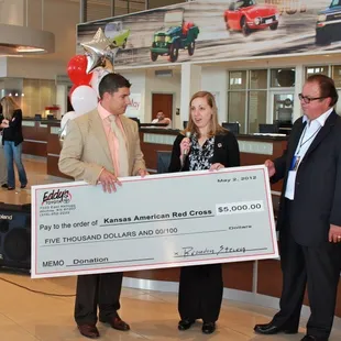 DONATION FOR 2012 TORNADO THAT DEVASTATED WICHITA, KS IN SUMMER OF 2012.