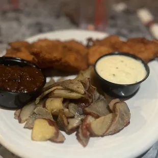 Chicken Schnitzel with two sauces