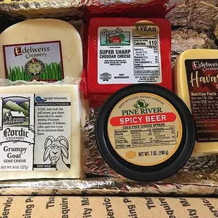 a variety of cheeses